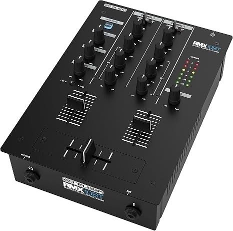 Reloop RMX-10 BT two-channel Bluetooth DJ mixer, angled view
