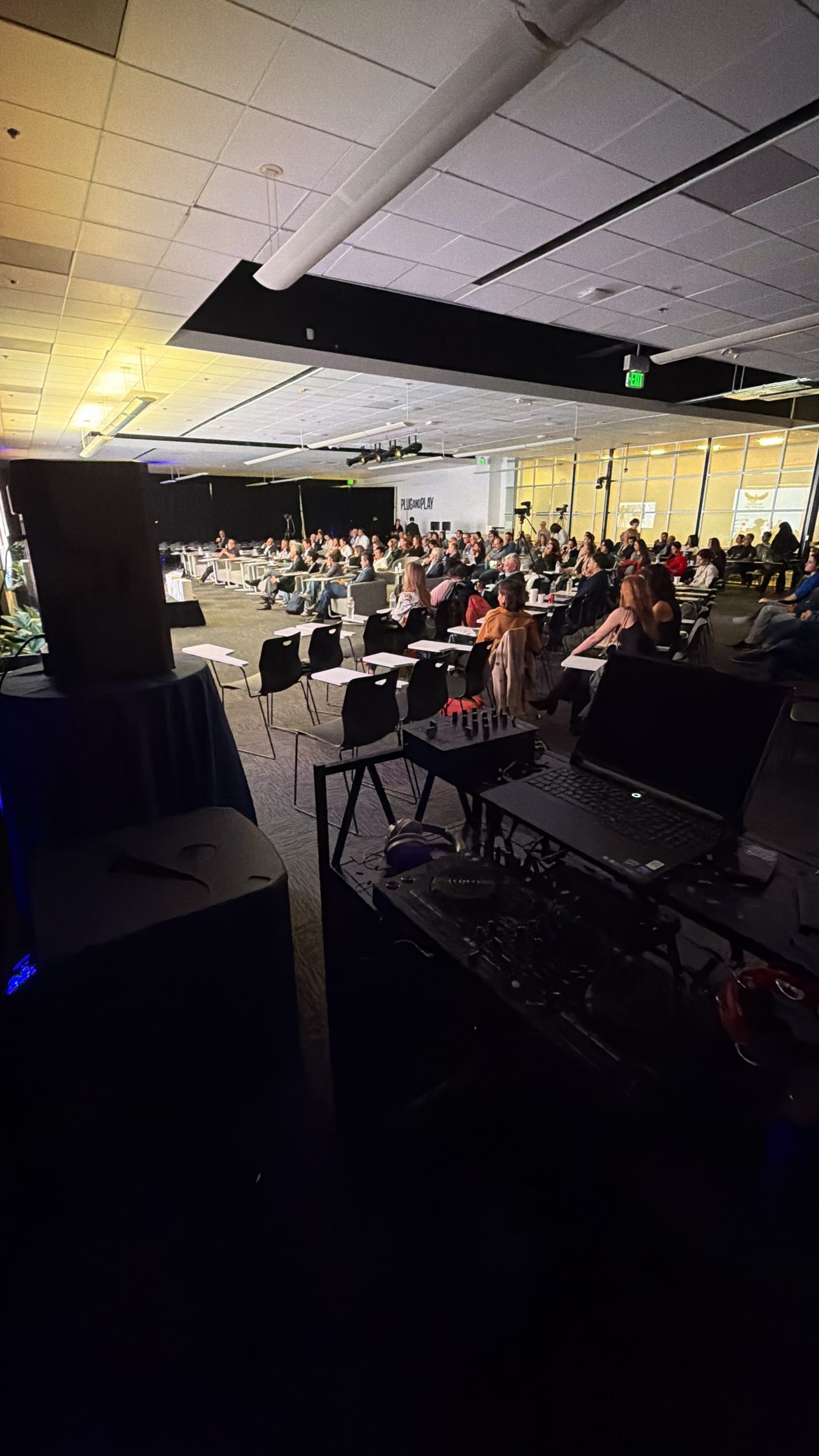 Full audience viewed from DJ Alphire's booth at Plug and Play Sunnyvale startup event -- October 2026